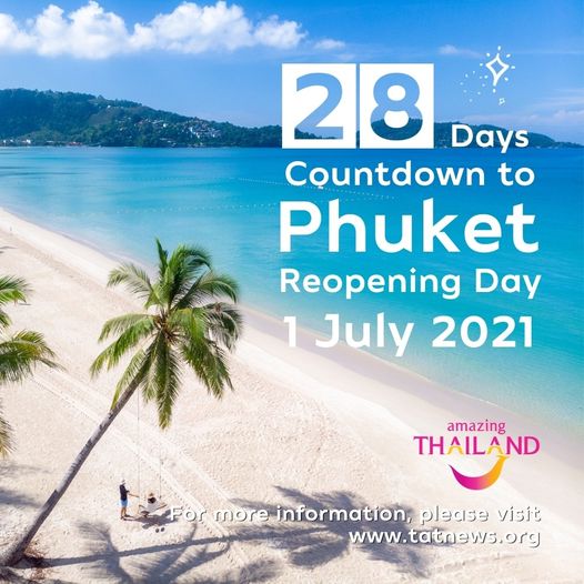 28 Days countdown to Phuket reopening day 01 Jul 2021